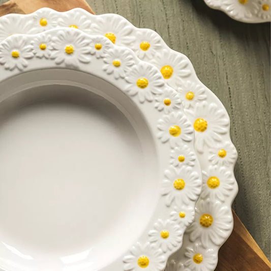 Ceramic Daisy Plate Dinner Plate